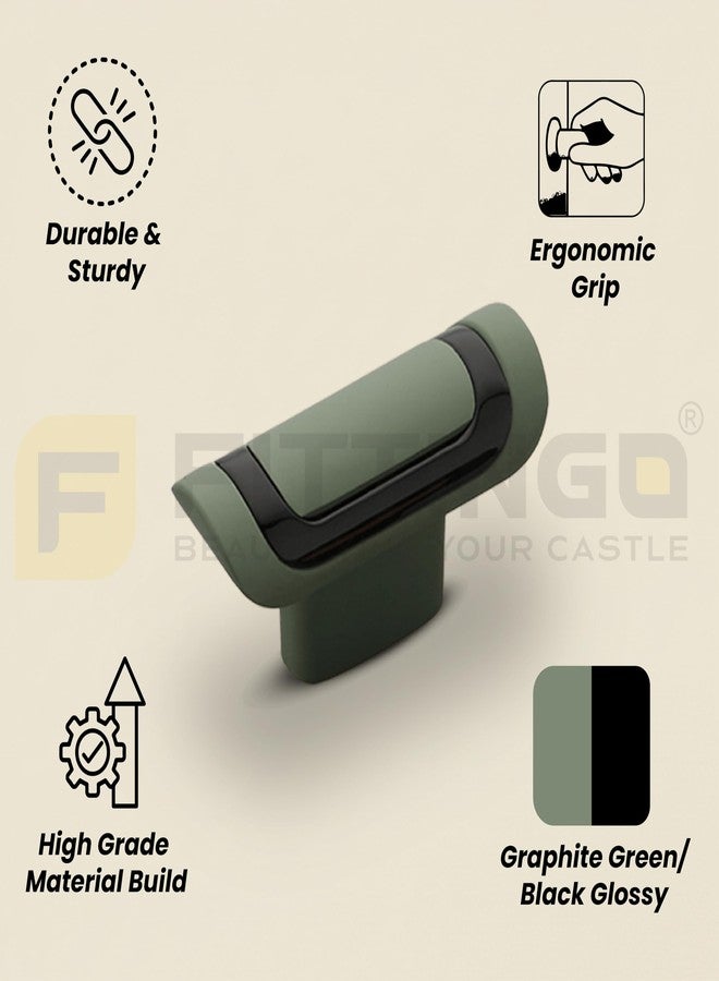 FITTINGO Drawer Knob/Door Knob/Drawer Handles/Knob for Drawer/Home Furniture & Interior Decor/Zinc Alloy (Graphite Green/Black Glossy) Pack of 4 - Image 3